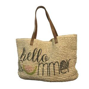 Straw Tote Bag XL With Shoulder Straps & Magnetic Closure  19"